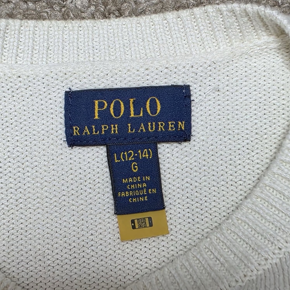 Polo Ralph Lauren Girls Knit Sweater Purple Logo Stripe Size L (12–14) - Picture 2 of 7